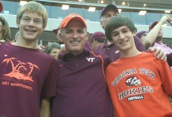 Mark Weber (NetApp) and his children show their spirit at a Virginia Tech football game.