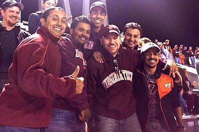 Sanghani with friends at a Virginia Tech football game. 