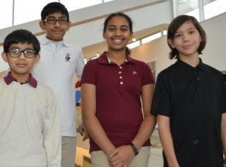 The Nysmith School CyberPatriots team, from left, Aryann Hussain, Bhavjeet Sanghera, Monica Saraf and Ryan McCrystal